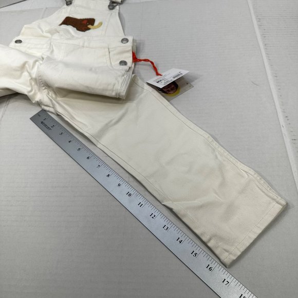 Christian Robinson Boy's Size 4T Woolly Mammoth Embroidered Overalls Cream New - Picture 8 of 16